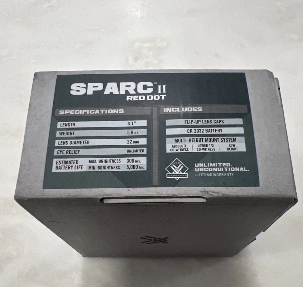 Vortex SPARC II Red Dot Sight Scope Multi Height Mounts Manual & Battery OpenBox