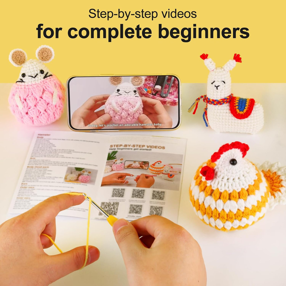 Crochet Kit for Beginners - Crochet Start Kit with Step-By-Step Video Tutorials