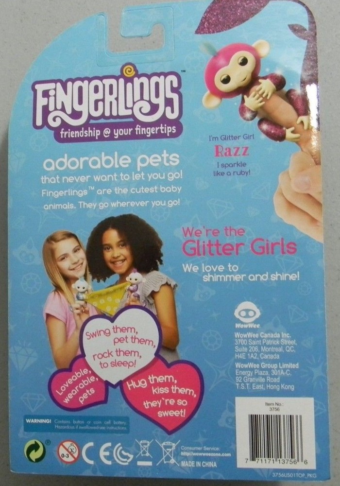 FINGERLINGS INTERACTIVE GLITTER MONKEY RAZZ WOW WEE AUTHENTIC