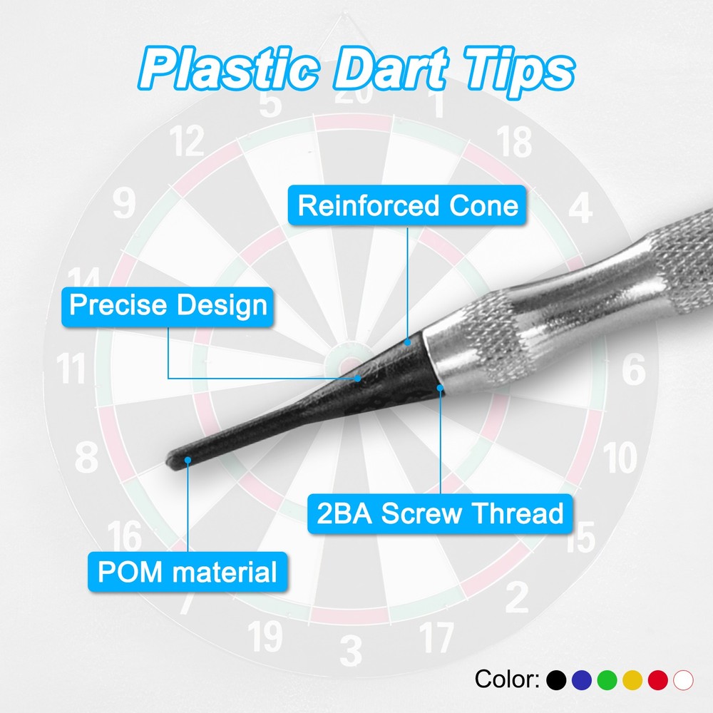 Plastic Dart Tips, 80 Pack 2BA Thread Soft Dart Tips, White