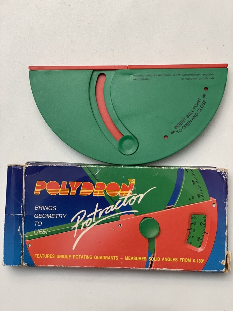 Vintage Polydron Protractor 1989 England Original package with instructions