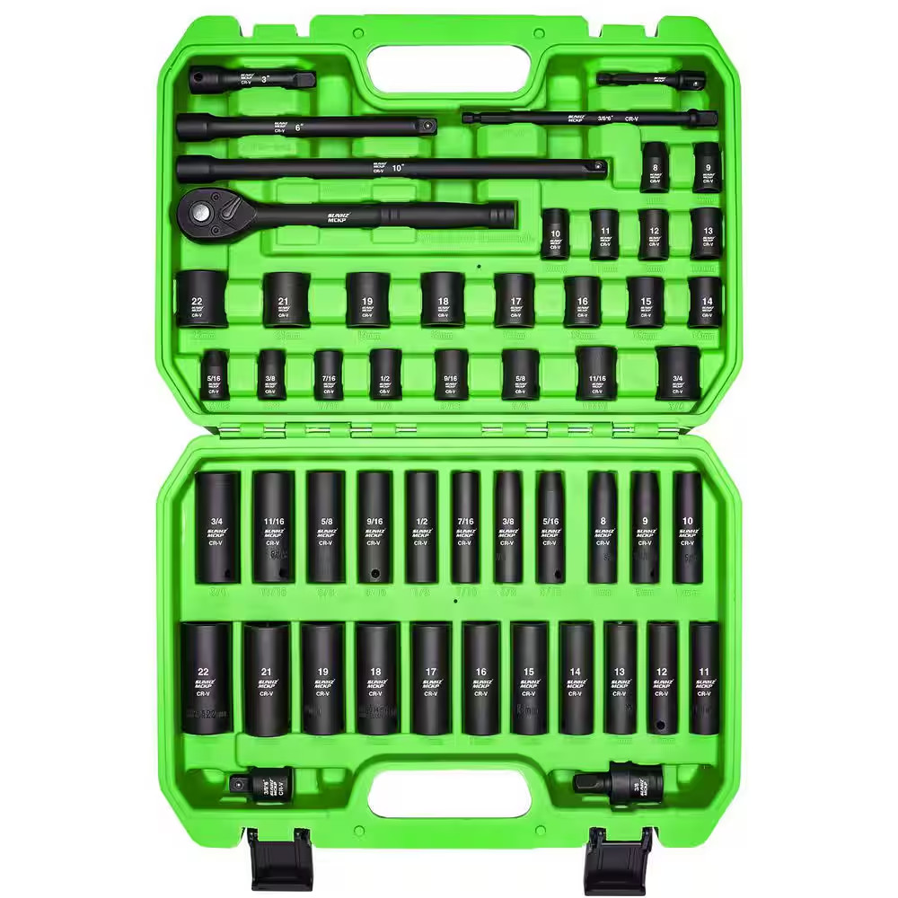 3/8 In. Drive Impact Socket Set 52-Piece