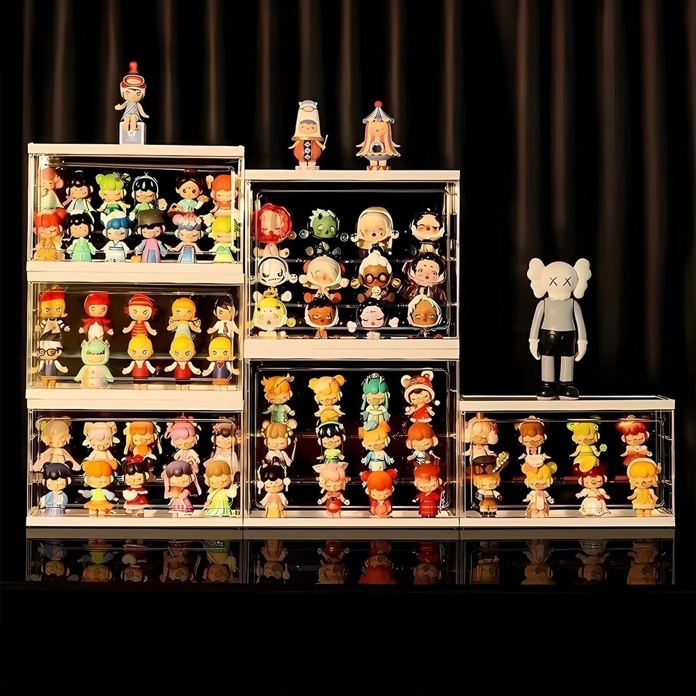 Acrylic Display Case with Shelves Stackable Collectibles Organizer for Blind ...