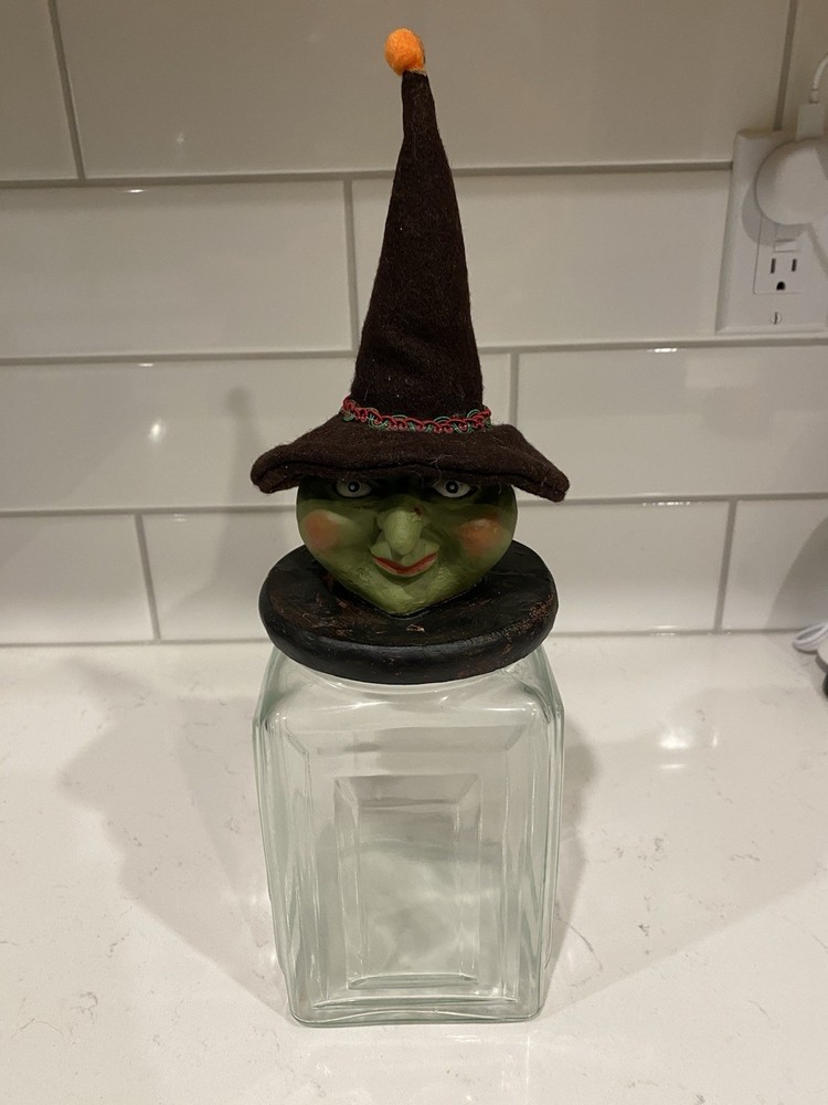Vintage Halloween Witch Topper Jar