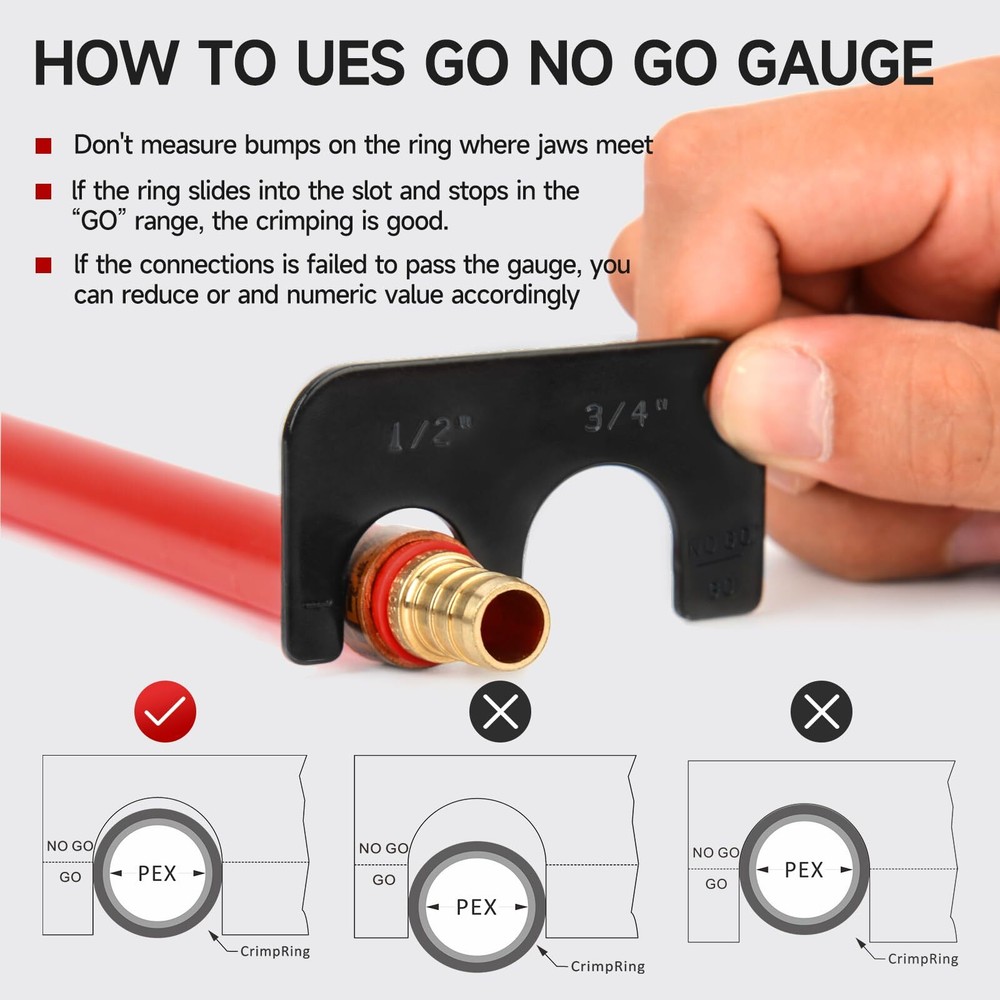 " Combo Angle Head PEX Pipe Crimping Tool Kits for 1/2"" 3/4"" Pex Crimp "