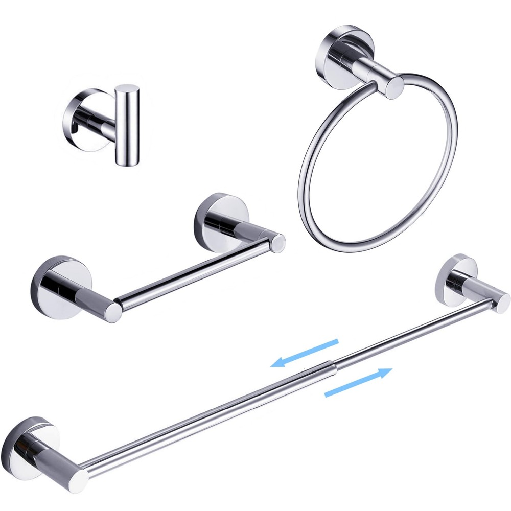 Chrome Bathroom Accessories, Polished Silver Bathroom Hardware Set Includes D...