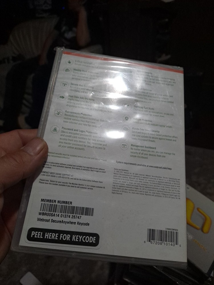 Webroot Secure Anywhere Internet Security 3 Device Software CD Windows IOS Mac