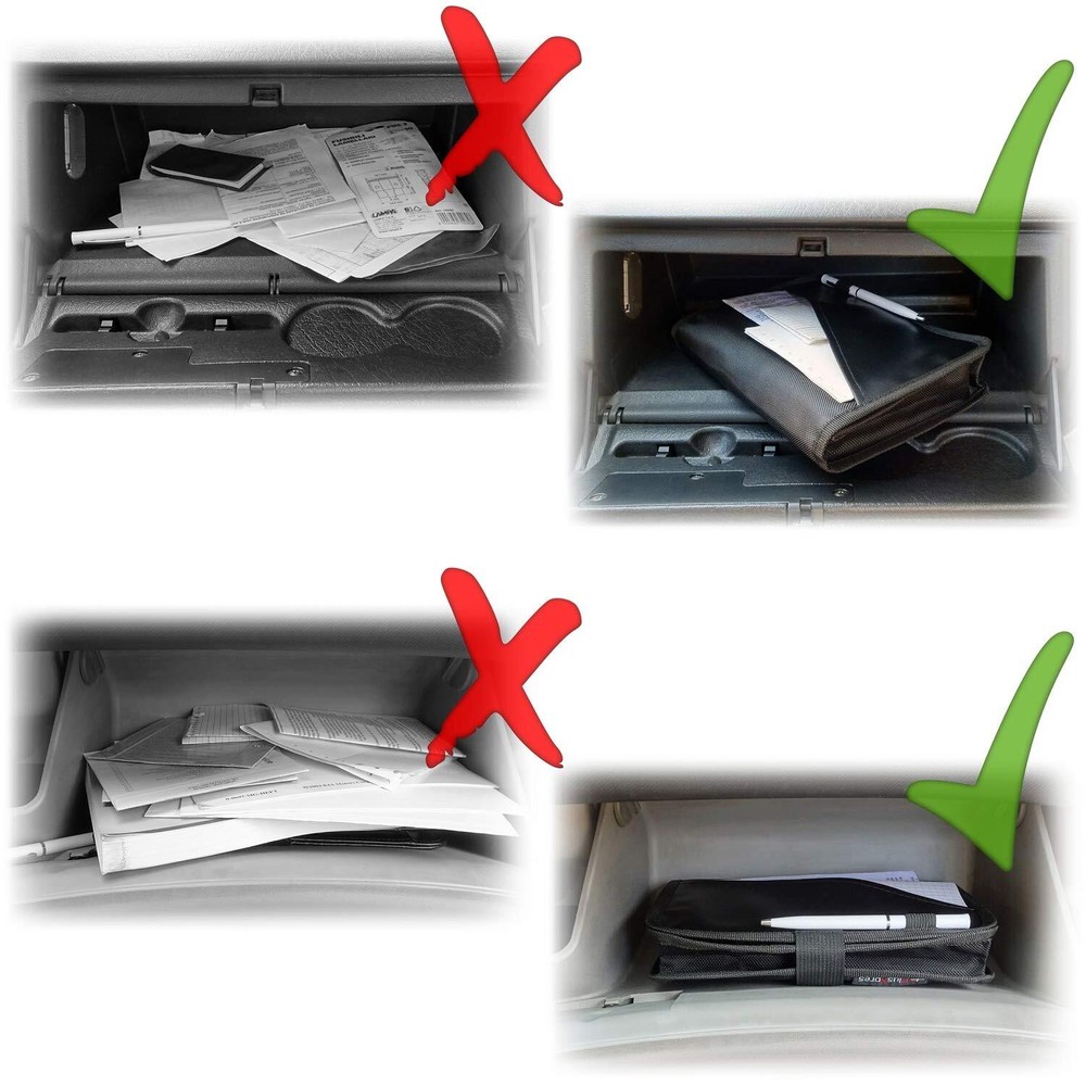 Glove Box Compartment Organizer - Car Document Holder - Owner Manual Case Pou...