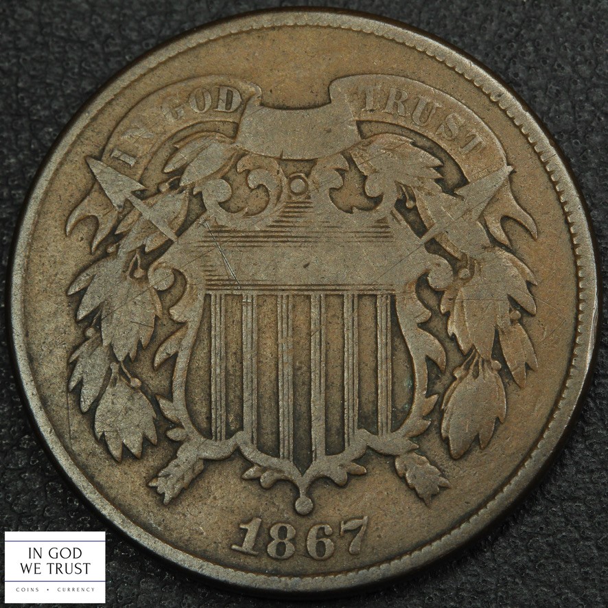 1867 Copper Two Cent Piece 2C