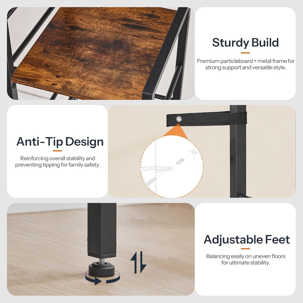 HOOBRO 5 Gallon Water Jug Holder 3 Tier Water Jug Rack with Wooden Top Shelves