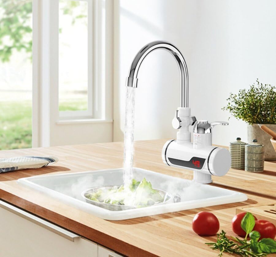 Calentador Instantaneo Electrico Agua Caliente Grifo Cabezal de Ducha Para Baño