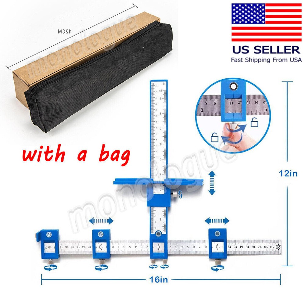 Cabinet Hardware Jig Adjustable Drill Guide Punch Locator Handle Template Tool