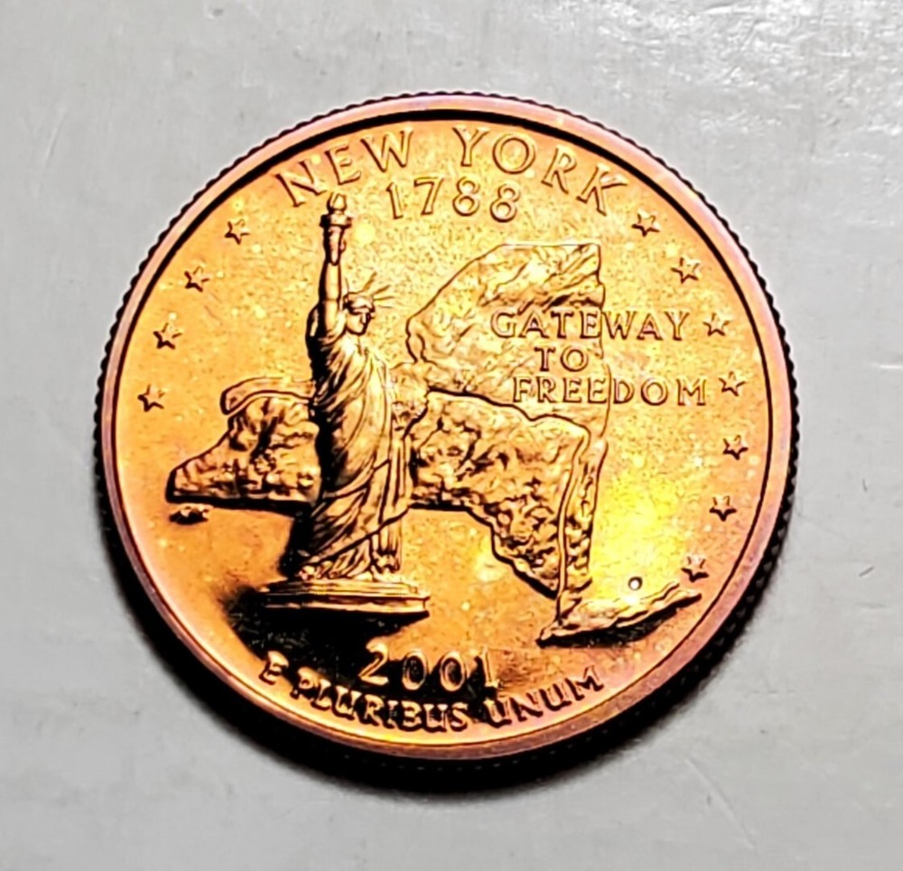 TONED 2001 S NEW YORK STATE QUARTER CLAD PROOF UNC #C5392