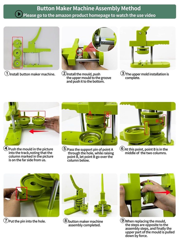 Button Maker Mold 2.25 inch/58mm Interchangeable Die Mold Button Maker Mould ...