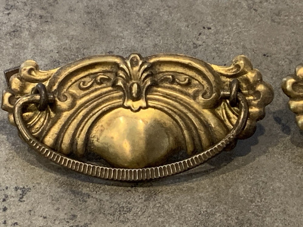 Vintage Hardware Drawer Pull Plates Brass W/Handles