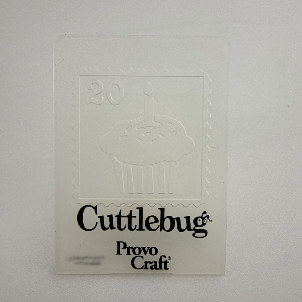 Provo Craft Cuttlebug Birthday Postage Stamp Embossing Folder 2.75x2