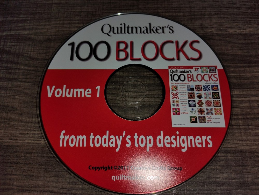 Quiltmaker's 100 Blocks Volume 1 PC CD-ROM 2011 Creative Crafts Windows PDFfiles