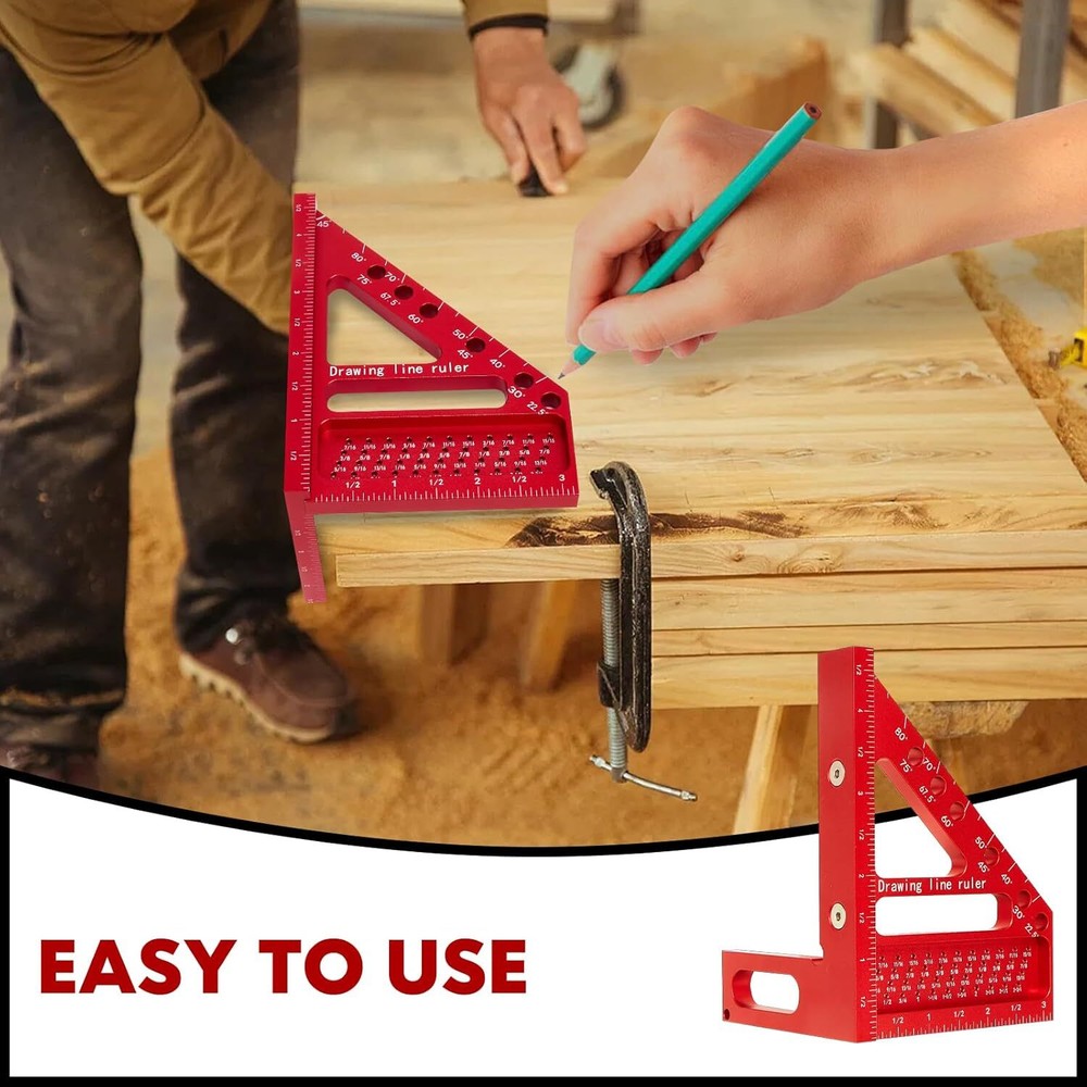 3D Multi-Angle Carpenter Square Hole Scribing Ruler, Aluminum Alloy Multi Ang...
