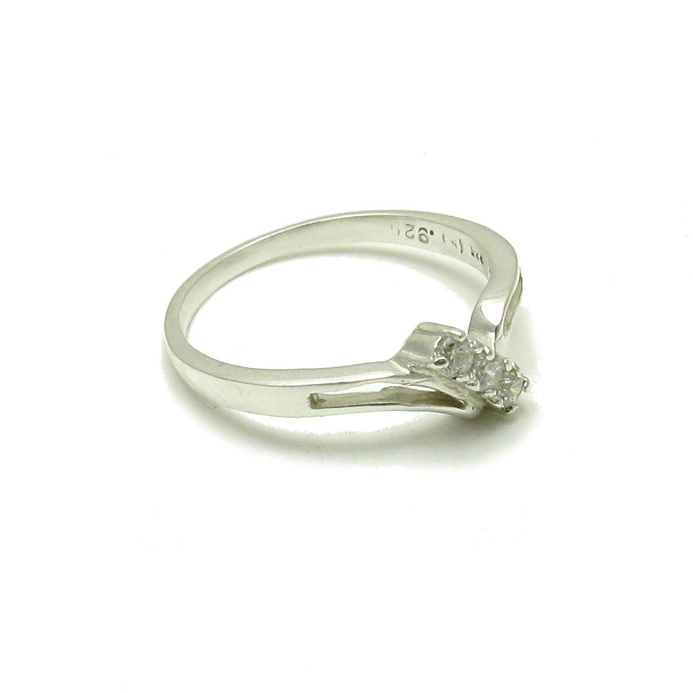 Plain Sterling Silver Ring Hallmarked Solid 925 With 3 Cubic Zirconia Empress