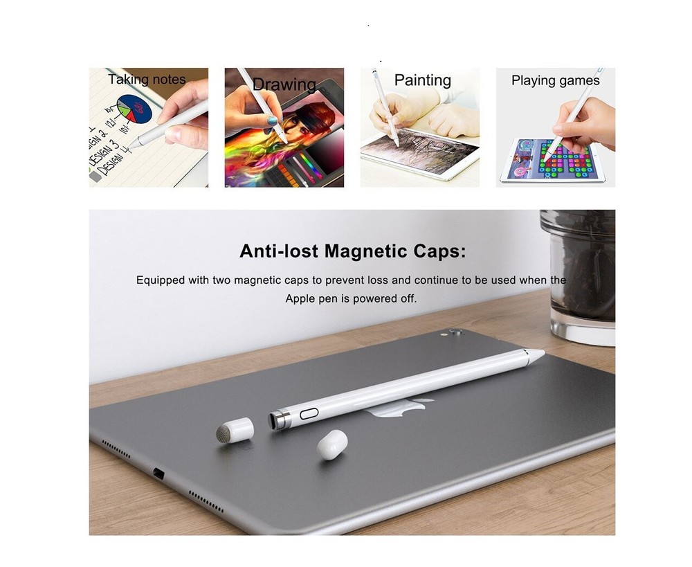 Active Rechargeable Stylus Pen Compatible for iOS & Android Touch Screens