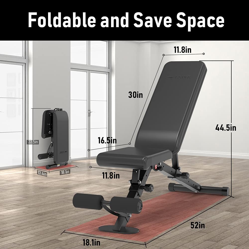 Adjustable Weight Bench Foldable Workout Exercise Bench with Automatic Lock f...