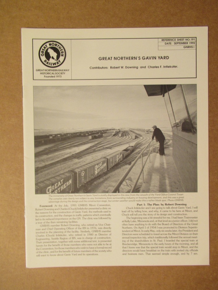Great Northern Reference Sheet 191 Gavin Yard