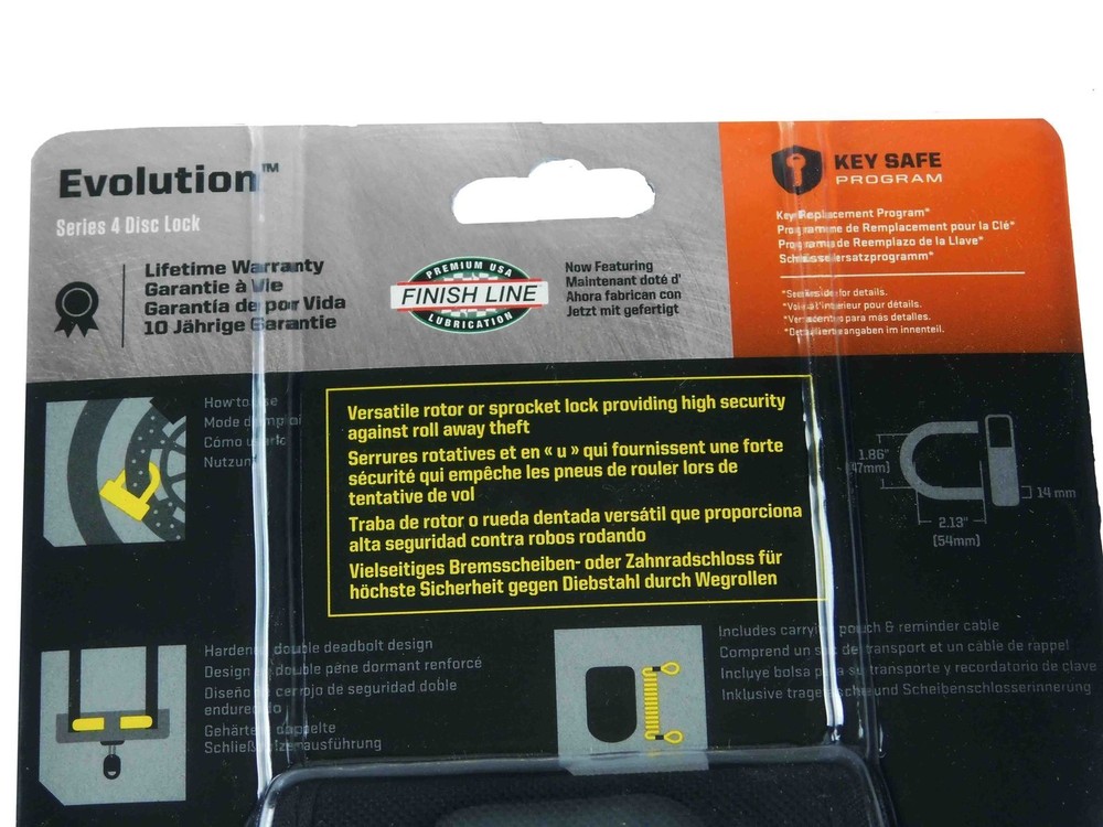Kryptonite Evolution Series 4 Disc Lock Orange w/ 1016 5.25 ft Integrated Chain