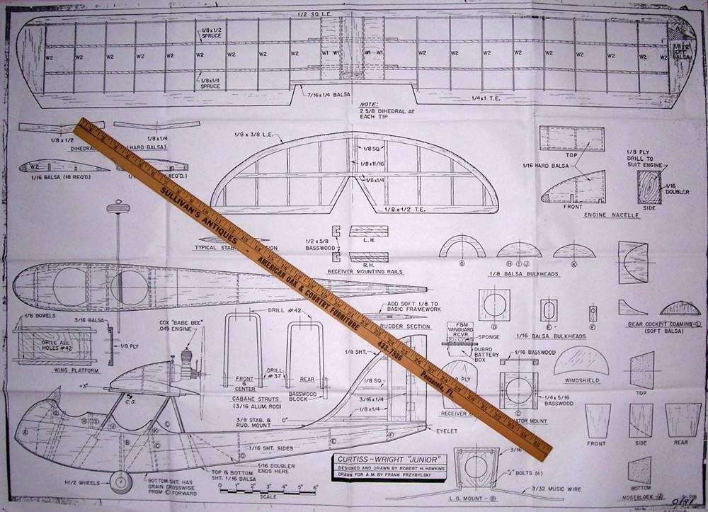 CURTISS-WRIGHT JR. & DRAFTY PLANS + BUILDING ARTICLES RC & FF Model Airplanes