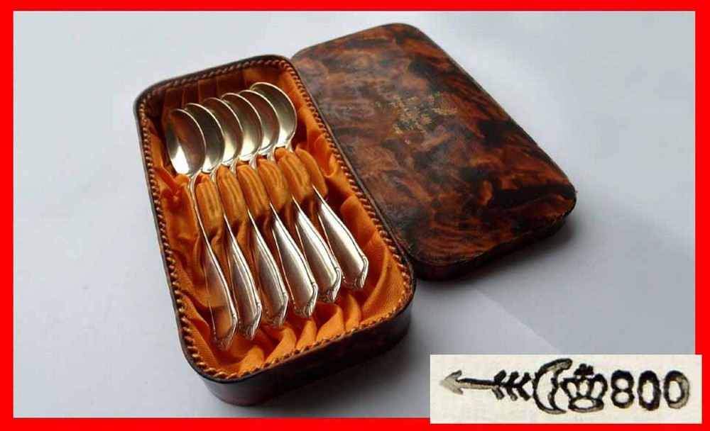 Set, 6 Coffee/ Tea Spoons, Robbe & Berking, 800 Silver E625