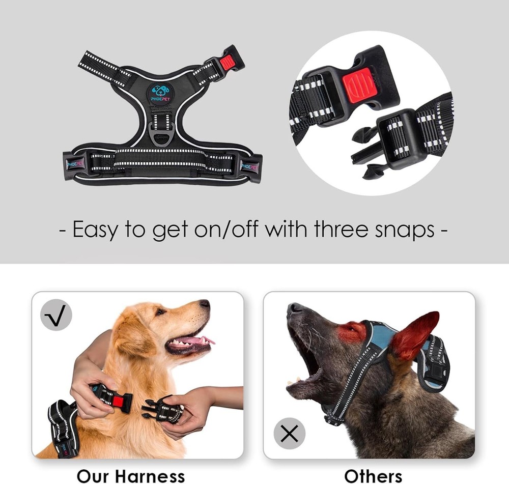 Comfortable No-Pull Dog Harness with Reflective Material & Handle - Small, Black