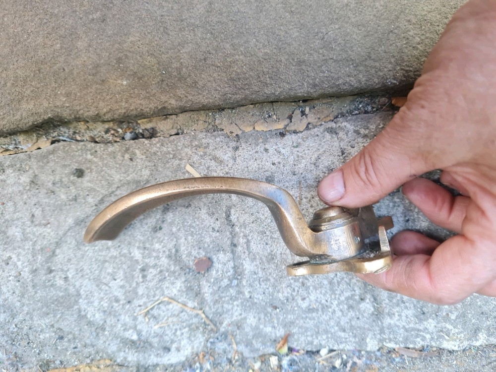 One Single Old Antique Brass Window Latch Handle