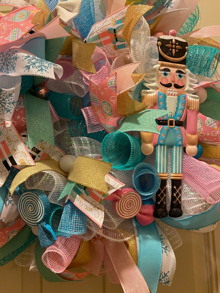 Nutcracker Christmas wreath,Nutcracker Christmas decor,Christmas Candy wreath