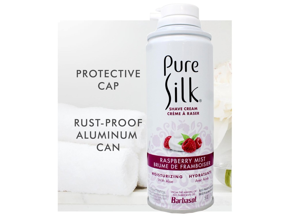 Pure Silk Shave Cream with Aloe, Raspberry Mist, 5 OZ - 2 Pack