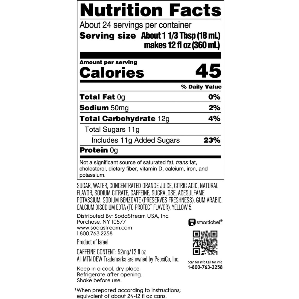 Sodastream Mtn Dew Code Red Zero Sugar Beverage Mix 14.9 oz Mountain Dew