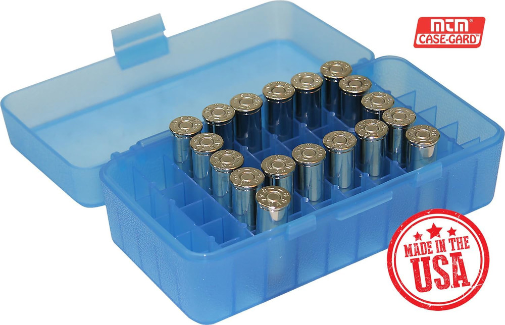 50 round Flip-Top Ammo Box 41/44 Cal (Clear Blue)