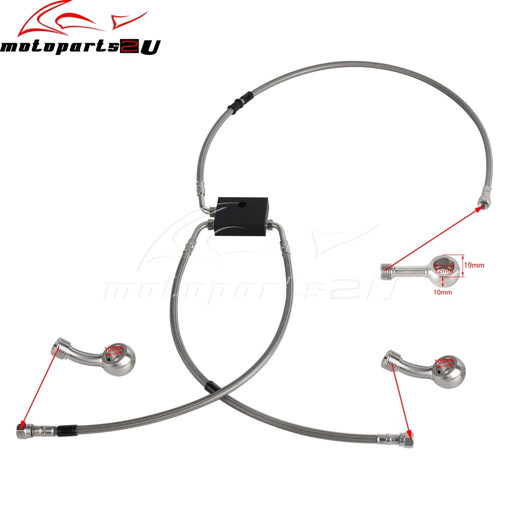 Front Upper Lower Complete Brake Line Kit Red Fit 2018+ Harley Softail Fat Bob