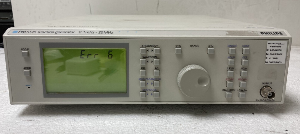 Philips PM 5139/003 Programmable Function Generator 0.1mHz - 20MHz For Parts