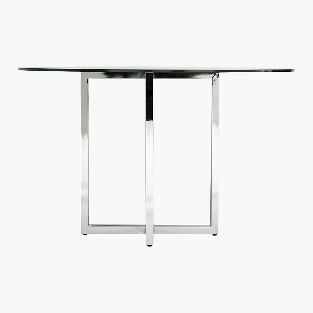 CB2 SILVERADO CHROME DINING TABLE BASE + Acrylic Plexi Top 34x76