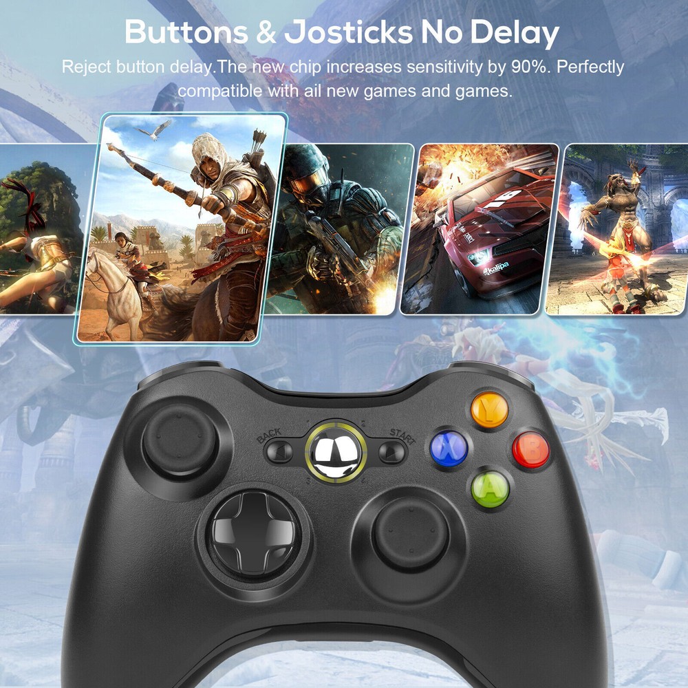 For Microsoft Xbox 360/360S/360E Controller Wireless Windows 11/10/8/7 Gamepad