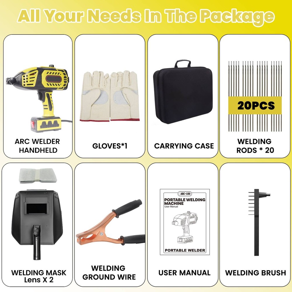 110V Handheld Welding Machine Versatile Welding Kit with Welding Mask - Yellow