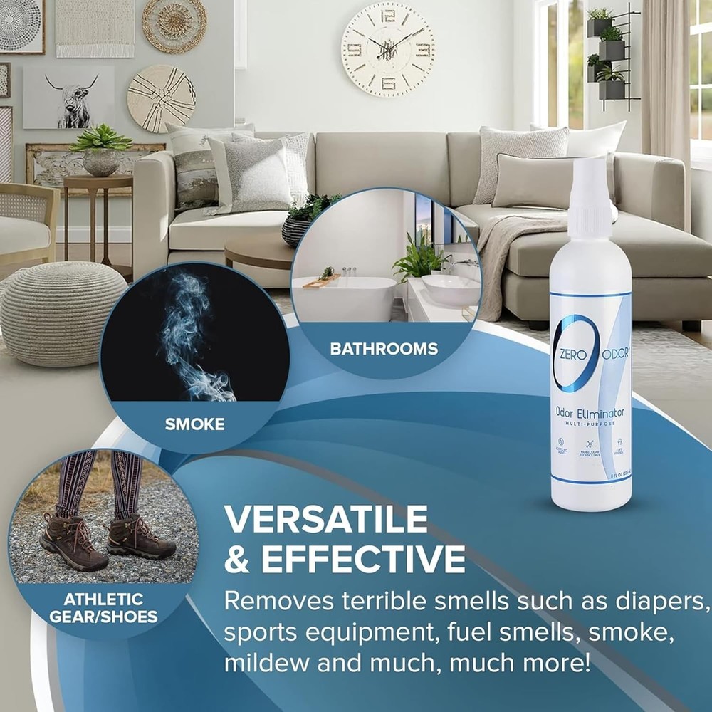 8oz Powerful Odor Eliminator Spray – Biodegradable, for Kitchen, Bathroom & More