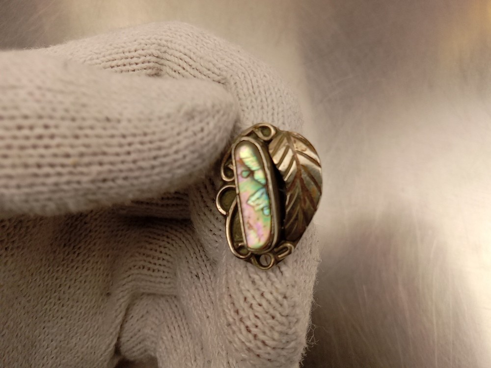 Native Abalone Sterling Silver Ring And Braclet Ring Size 6 And 3 Inch Braclet