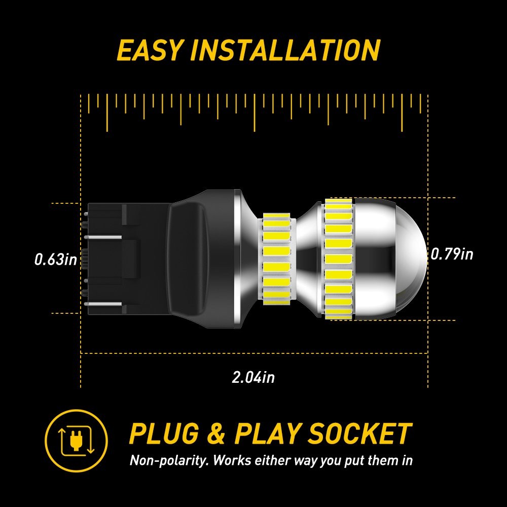 AUXITO 7440 7443 LED Back Up Reverse Light Parking Bulb 6000K White Canbus 2X