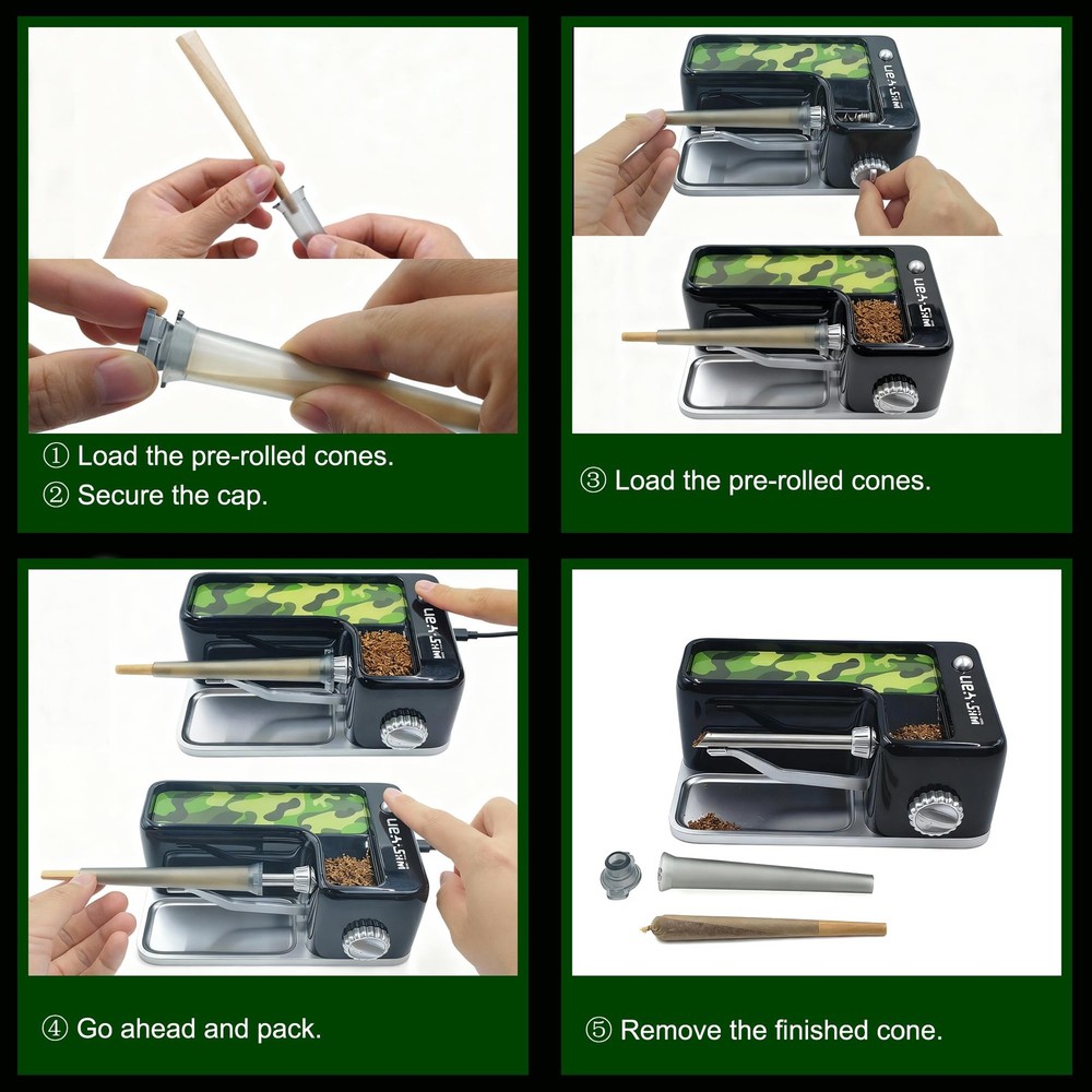 Cigarette Rolling Machine, Automatic USB-C & Battery Powered, Adjustable Dens...