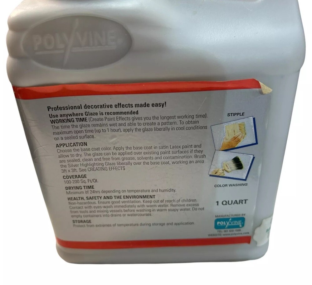 Polyvine Create Silver Effects Paint Dragging Stippling Glaze Art - 1 Quart