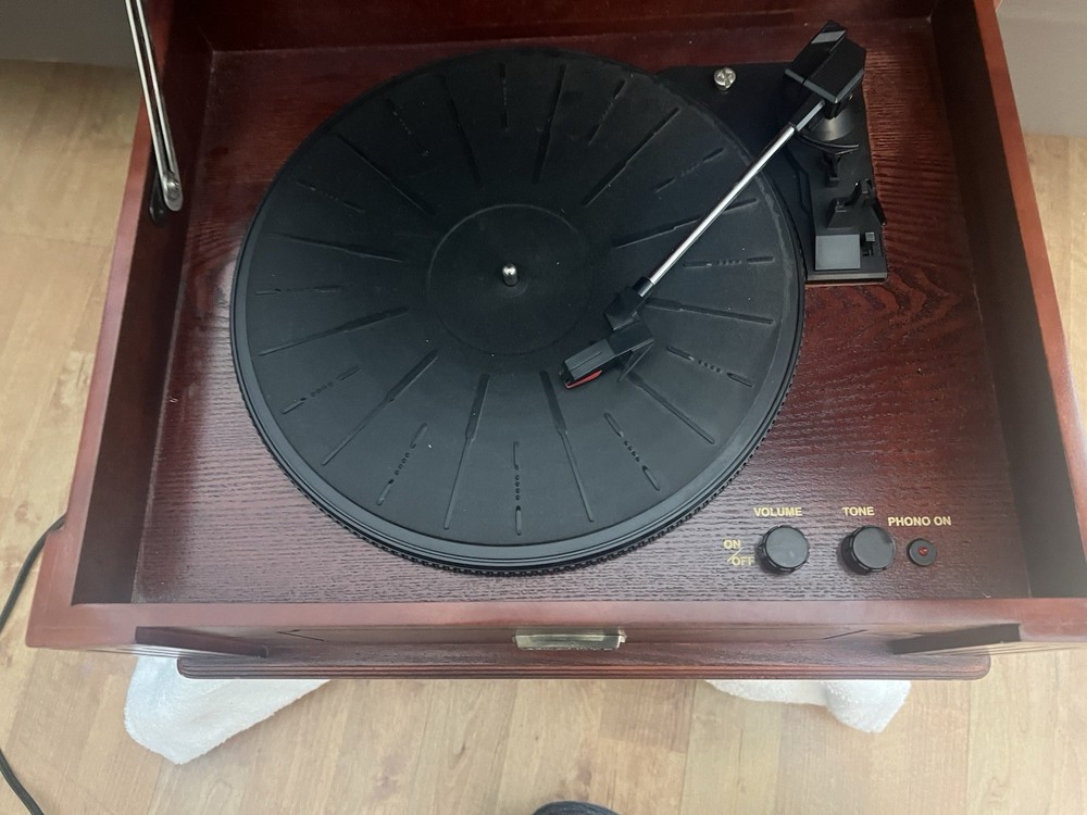 Thomas Pacconi Classics Brown Wooden Record Player Turntable