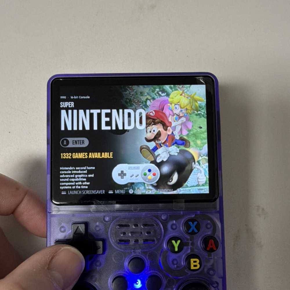 R36S Open Source Handheld Game Console Purple Transparent USB-C