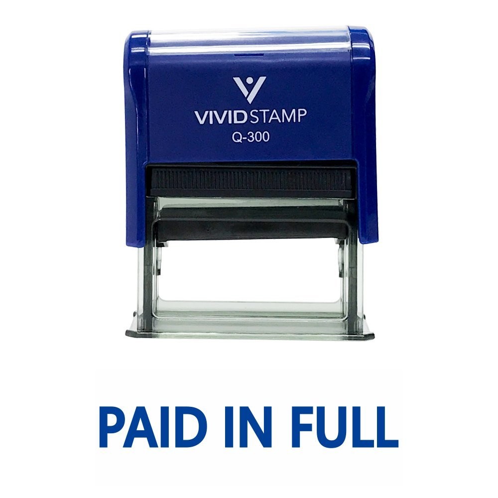 Basic Paid in Full Self Inking Rubber Stamp (Blue Ink) - Large
