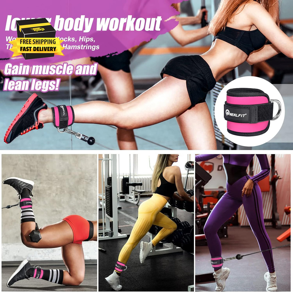 Ankle Strap for Cable Machine, Gym Ankle Cuff for Kickbacks, Leg Extensions, Glu