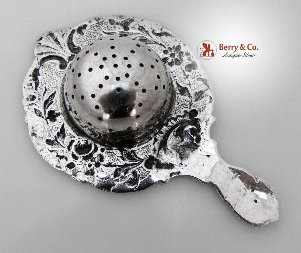 Dutch Tea Strainer 833 Solid Silver 1890s